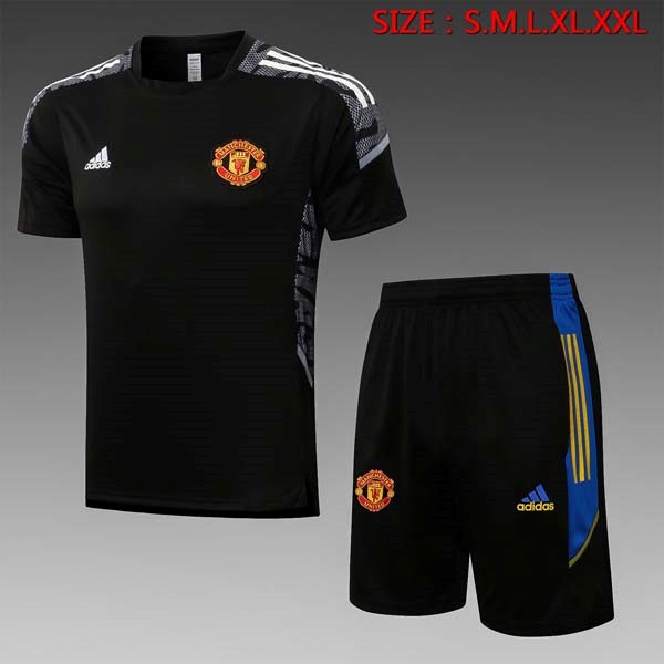 Trainingsshirt Manchester United Komplett Set 2022 Schwarz 1